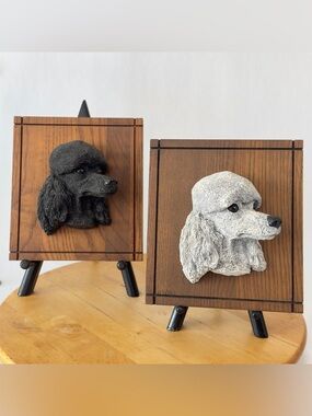 Vintage Kennel Favorites Wall Plaque "White & Black Poodle" 80s Dog Bust Aus-Ben